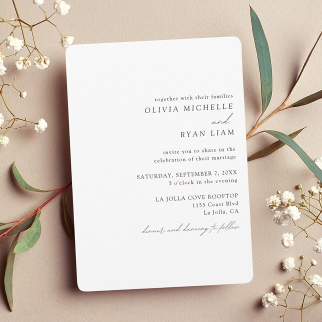 Elegante invitación a la boda blanca y negra (Simple Elegant Wedding Invitation)