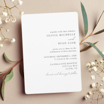 Elegante invitación a la boda blanca y negra
