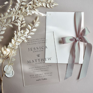 Elegante invitación a la boda blanca y negra