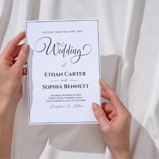Elegante invitación a la boda blanca y negra