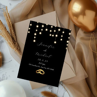 Elegante invitación a la boda blanca y negra
