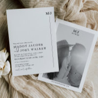 Elegante invitación a la boda blanca y negra MADDY