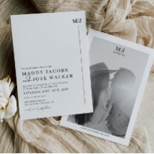 Elegante invitación a la boda blanca y negra MADDY