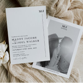 Elegante invitación a la boda blanca y negra MADDY