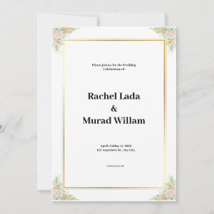 Elegante invitación a la boda blanca y verde