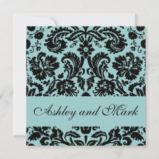 Elegante invitación a la boda Blue Damask