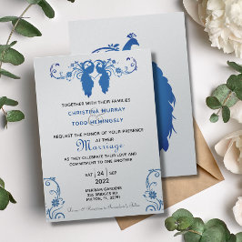 Elegante invitación a la boda Blue Peakcock 5"x7"