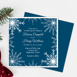 Elegante Invitación a la Boda Blue Winter Snowflak