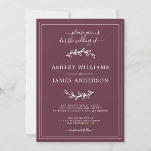 Elegante invitación a la Boda Borgoña