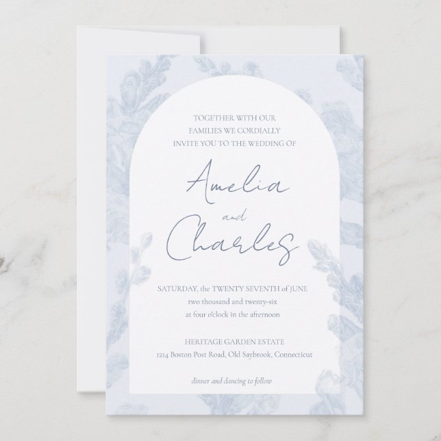 Elegante invitación a la boda botánica (Anverso)