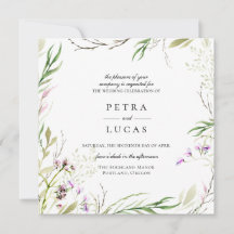 Elegante Invitación a la Boda Botánica de Flor Sil