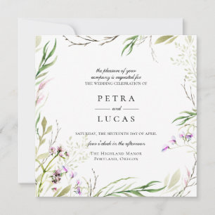 Elegante Invitación a la Boda Botánica de Flor Sil