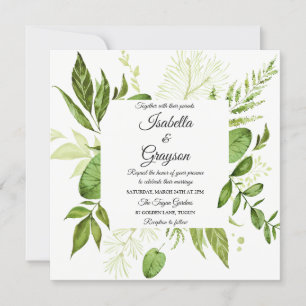Elegante invitación a la boda botánica de la hoja