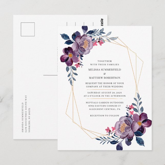 Elegante Invitación a la Boda Botánica Floral (Anverso / Reverso)