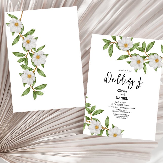 Elegante Invitación a la Boda Botánica Floral Blan (Subido por el creador)