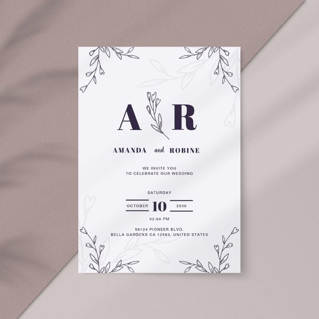 Elegante Invitación a la Boda Botánica Lavanda (Subido por el creador)