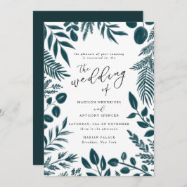 Elegante invitación a la boda botánica Verde azula