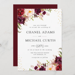 elegante invitación a la boda burdeos