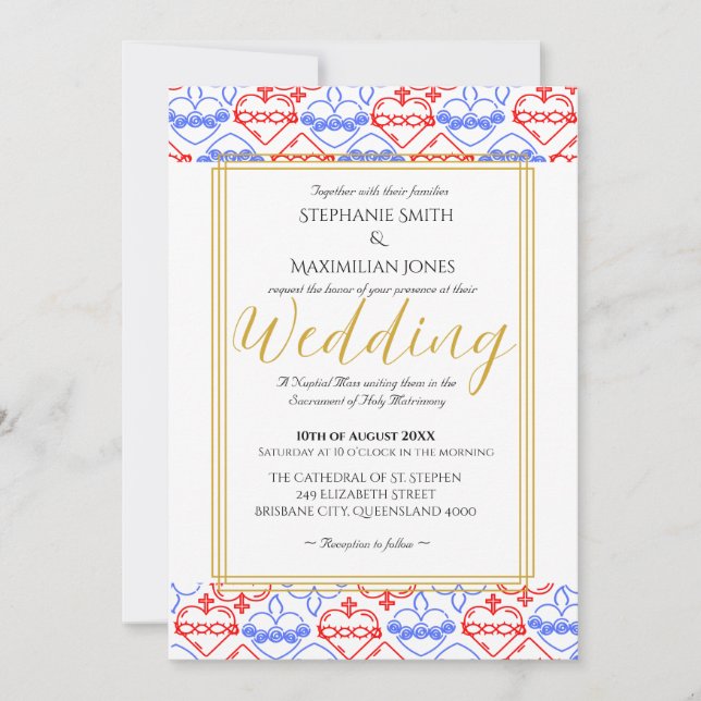 Elegante invitación a la boda católica (Anverso)