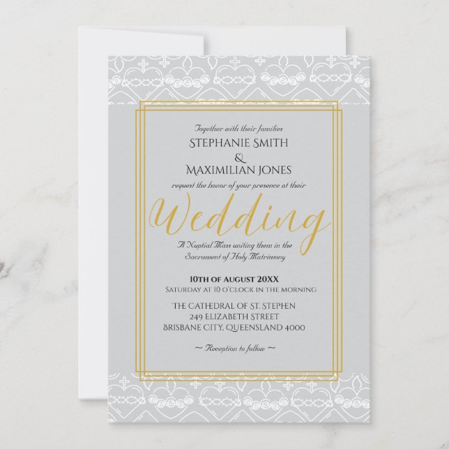 Elegante invitación a la boda católica (Anverso)