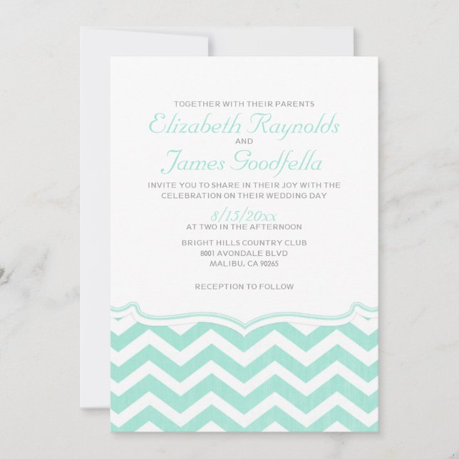 Elegante invitación a la boda Chevron Zigzag (Anverso)