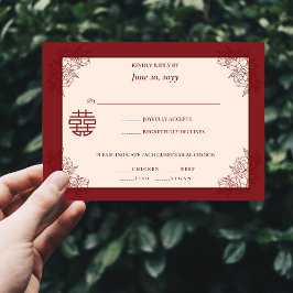 Elegante invitación a la boda china floral RSVP