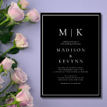 Elegante invitación a la boda clásica blanca y neg<br><div class="desc">Invitación a la Boda Negra y Blanca Vintage. Estas elegantes y modernas toallas de boda o ducha de novias presentan un sencillo diseño de texto en blanco y negro que rebosa de estilo minimalista. Añada sus iniciales o su monograma para hacerlas completamente propias.</div>