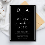 Elegante invitación a la boda clásica blanca y neg<br><div class="desc">Estas elegantes y modernas toallas de boda o ducha de novia cuentan con un sencillo diseño de texto en blanco y negro que rebosa de estilo minimalista. Añada sus iniciales o su monograma para hacerlas completamente propias.</div>