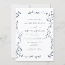 Elegante Invitación a la Boda Clásica de Leaf Flor