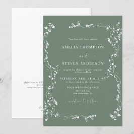 Elegante Invitación a la Boda Clásica de Leaf Flor