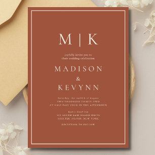 Elegante Invitación a la Boda Clásica de Terracota