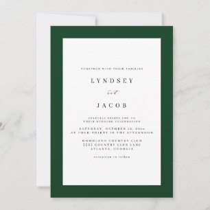 Elegante Invitación a la Boda Clásica Verde Forest