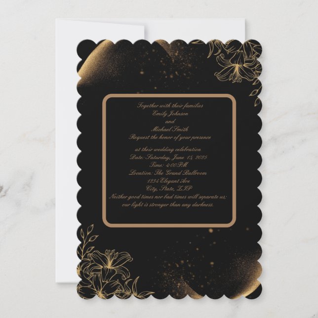 Elegante Invitación a la Boda - Clásica y Sin Tiem (Anverso)