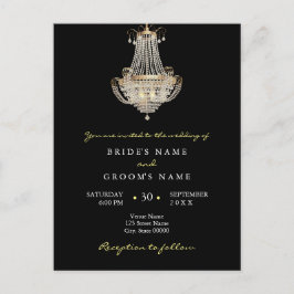 Elegante invitación a la boda con araña de cristal