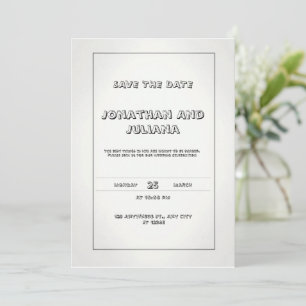 Elegante invitación a la boda con blanco
