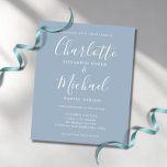 Elegante Invitación a la boda con firma azul turqu<br><div class="desc">Elegante invitación a la boda de marca azul polvorienta con nombres de estilo,  esta elegante y polvorienta invitación a la boda azul y blanca puede ser personalizada con su información en letras blancas de moda. Diseñado por Thisisnotme©</div>