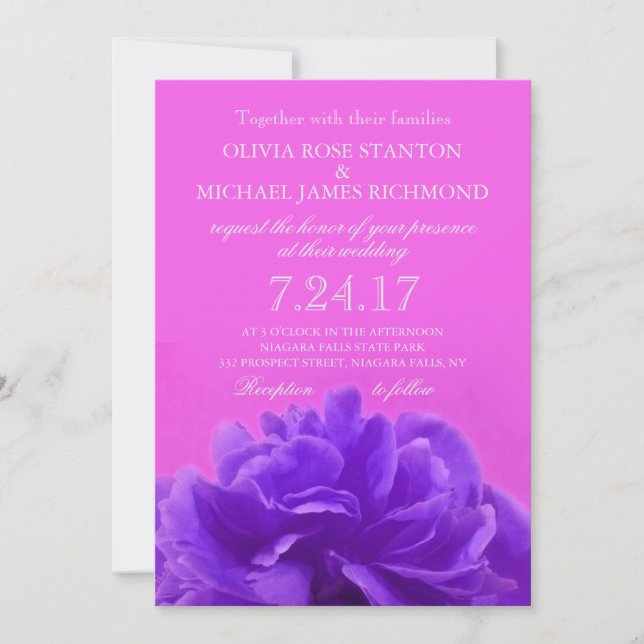 Elegante Invitación a la boda con flores de frambu (Anverso)