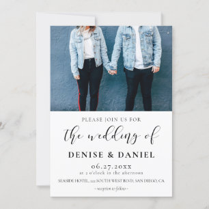 Elegante invitación a la boda con fotografía de di