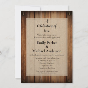 Elegante invitación a la boda con marco de madera
