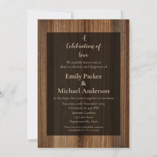 Elegante invitación a la boda con marco de madera