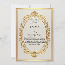 Elegante Invitación a la Boda con marco dorado