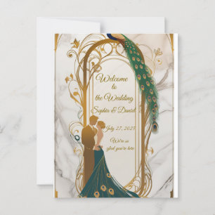 Elegante Invitación a la Boda con marco dorado