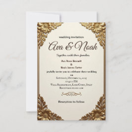 Elegante Invitación a la Boda con Marco Floral Dor