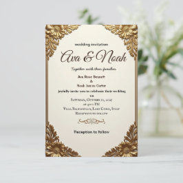 Elegante Invitación a la Boda con Marco Floral Dor