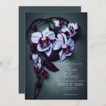 Elegante invitación a la boda con Orquídea Púrpura