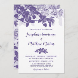 Elegante invitación a la boda con orquídeas púrpur