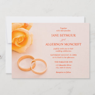 Elegante invitación a la boda con rosa