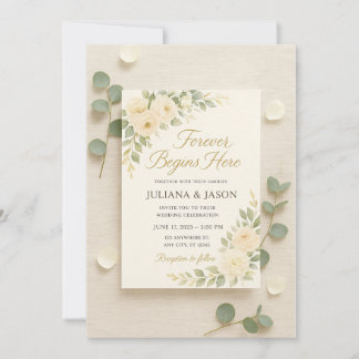 Elegante invitación a la boda con suaves personaje