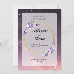 Elegante Invitación a la boda con temas galácticos
