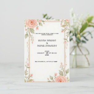 Elegante invitación a la boda con un toque floral